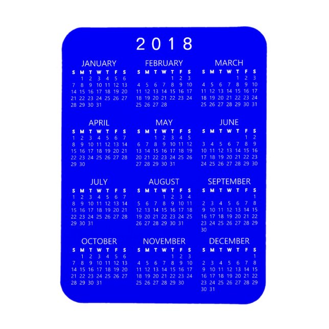 Flexible Magnet Calendrier 2018 - Bleu (Vertical)