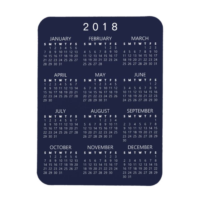 Flexible Magnet Calendrier 2018 - gris foncé (Vertical)