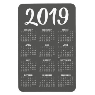 Flexible Magnet Calendrier 2019 - gris foncé