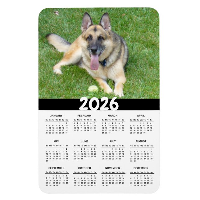 Flexible Magnet Calendrier des bergers allemands 2026 (Vertical)