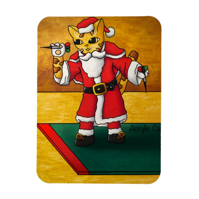 Flexible Magnet de chat Noël Père Noël Darts (Vertical)