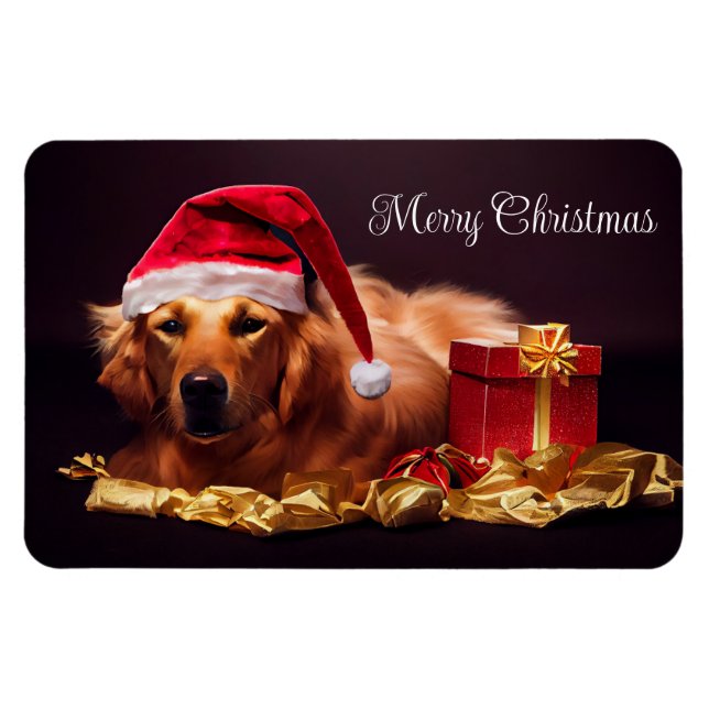 Flexible Magnet de chien de Père Noël (Horizontal)
