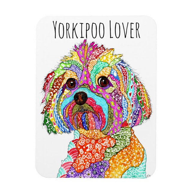 Flexible Magnet de chien Yorkipoo 3"x4" mignon et coloré (Vertical)