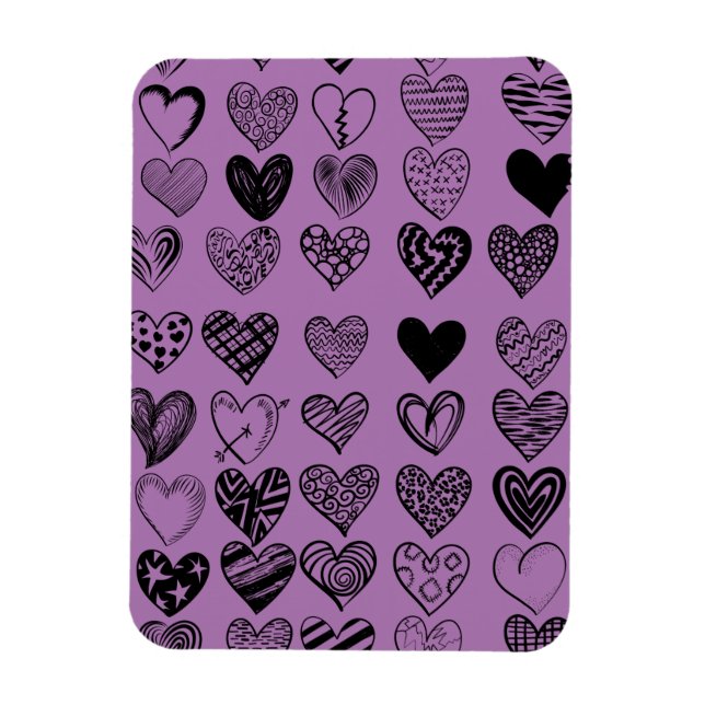 Flexible Magnet de dessin adorable de coeur noir (Vertical)
