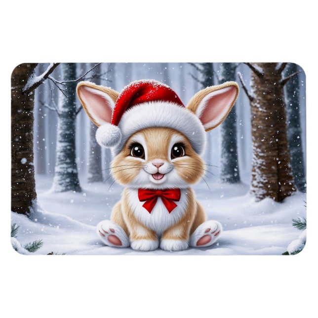 Flexible Magnet de lapin de Santa Hat (Horizontal)