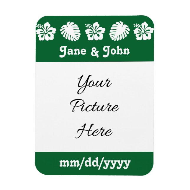 Flexible Magnet de mise en garde tropical Hibiscus en vert (Vertical)