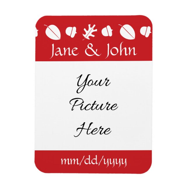 Flexible Magnet de rappel de date de mariage Feuilles d'aut (Vertical)