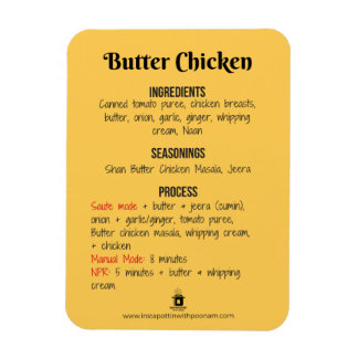 Flexible Magnet de recettes de poulet au beurre pour pot in