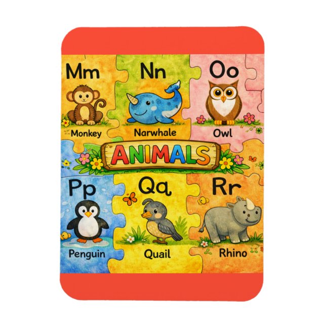 Flexible Magnet de réfrigérateur Alphabet Animal M-R pour p (Vertical)