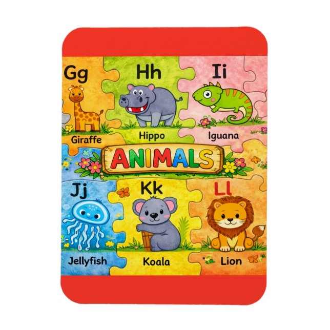 Flexible Magnet de réfrigérateur Alphabet Animal Pré-Matern (Vertical)