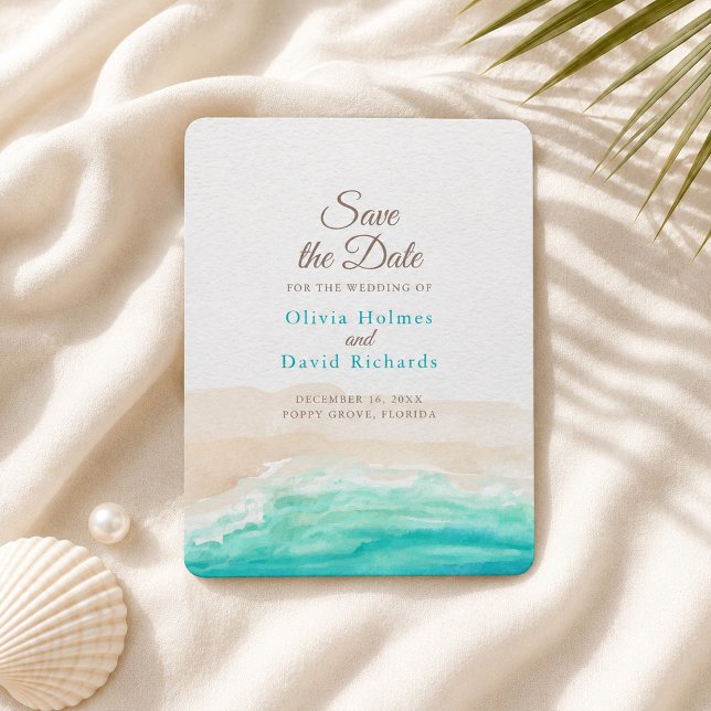 Flexible Magnet de sauvegarde de date de mariage à l'aquare (Watercolor Coastal Beach Save the Date Magnet)