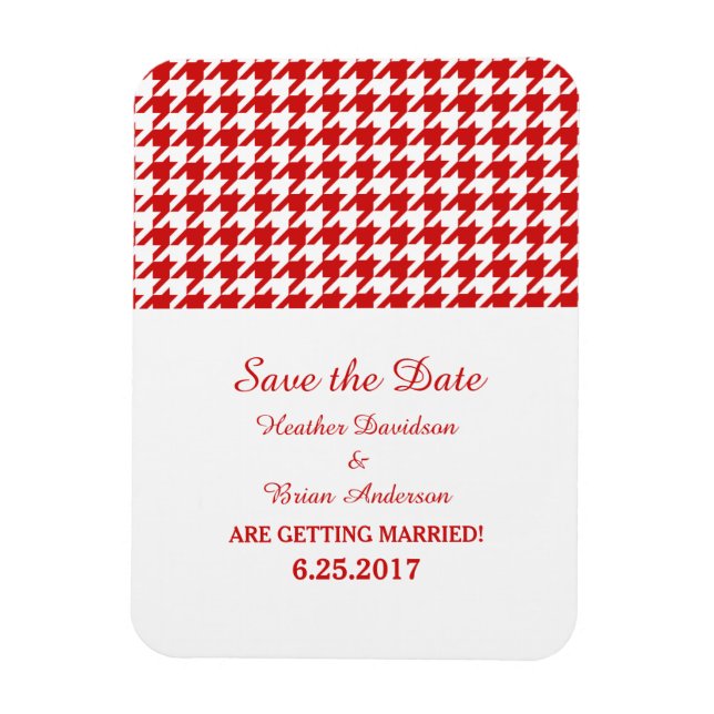 Flexible Magnet de sauvegarde de date Houndstooth, Rouge (Vertical)
