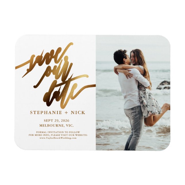 Flexible Magnet d'invitation de script Gold Elegant (Horizontal)