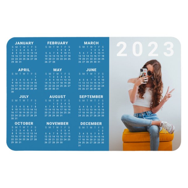 Flexible Magnet du calendrier 2023 | Couleur et photo perso (Horizontal)