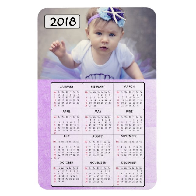 Flexible Magnet du calendrier photo de famille de violet 20 (Vertical)