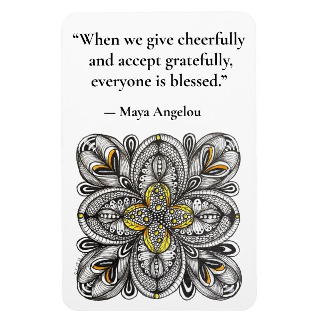 Flexible Magnet Fleur Ouverte Doodle avec Citation de Génér (Vertical)