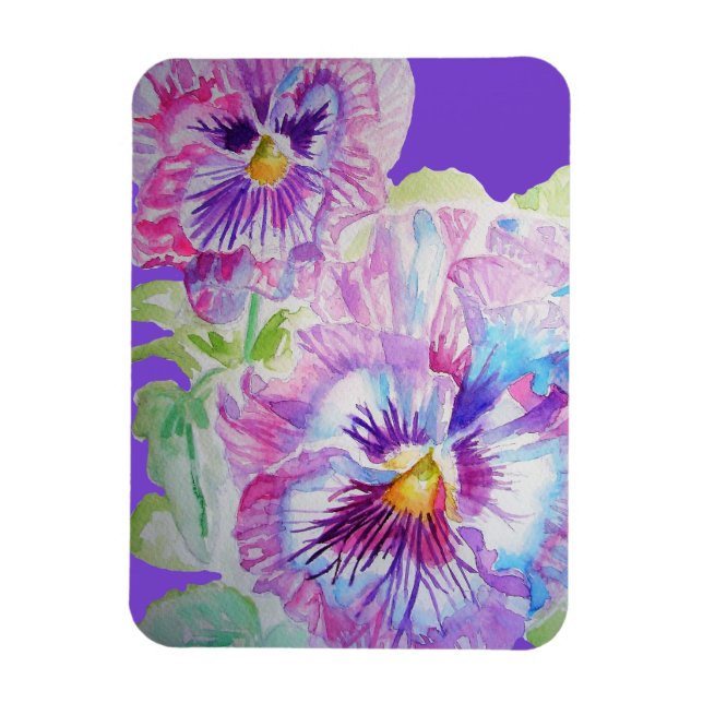 Flexible Magnet Fleurs Art Floral Pensée Violette Aquarelle (Vertical)