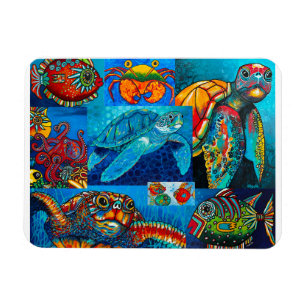 Flexible Magnet "Funky Sea Criters Collage"