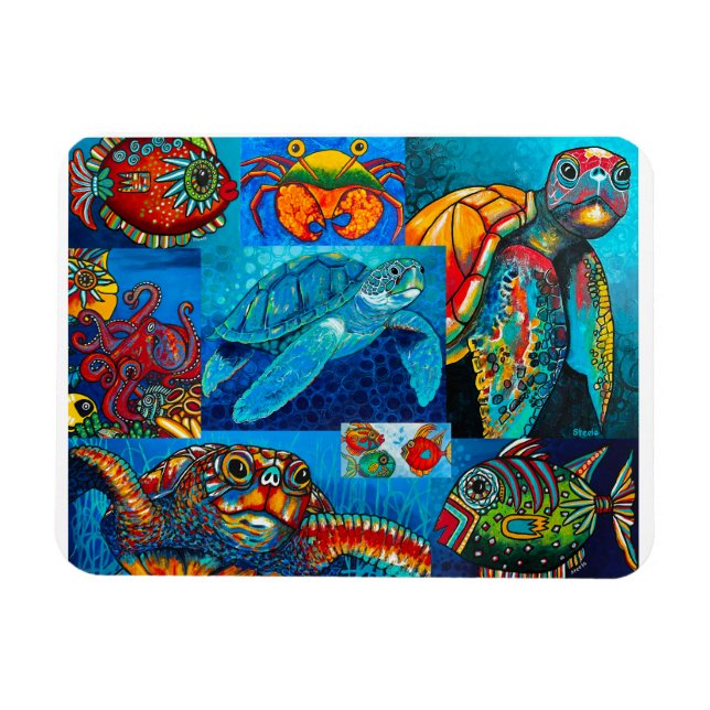 Flexible Magnet "Funky Sea Criters Collage" (Horizontal)