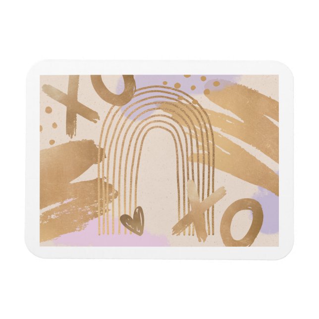 Flexible Magnet Gold Rainbow XOXO (Horizontal)