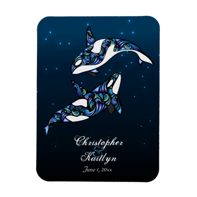 Flexible Magnet Mariage de baleines Orca (Vertical)
