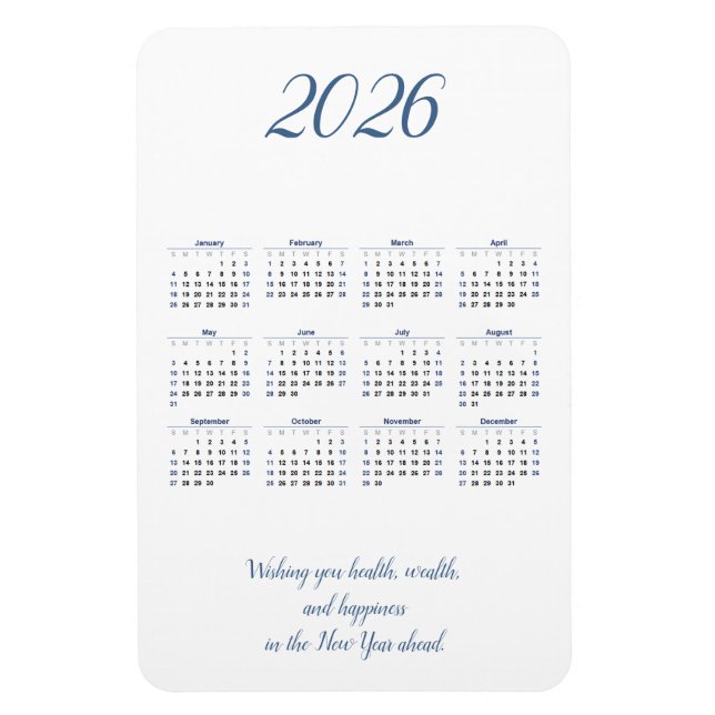 Flexible Magnet mensuel du calendrier 2026 avec devis (Vertical)