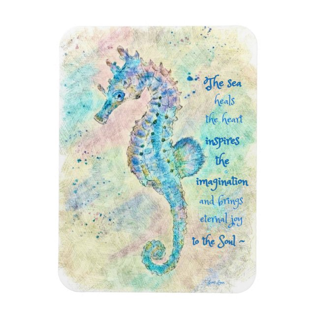 Flexible Magnet peinture aquarelle hippocampe (Vertical)