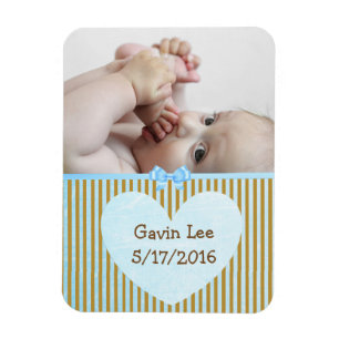 Flexible Magnet photo bébé personnalisé Brown et bande bleu