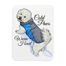 Magnet Photo Bichon à Neige à Cœur Chaud