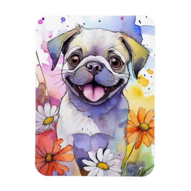 Flexible Magnet photo de chien carlin (Vertical)