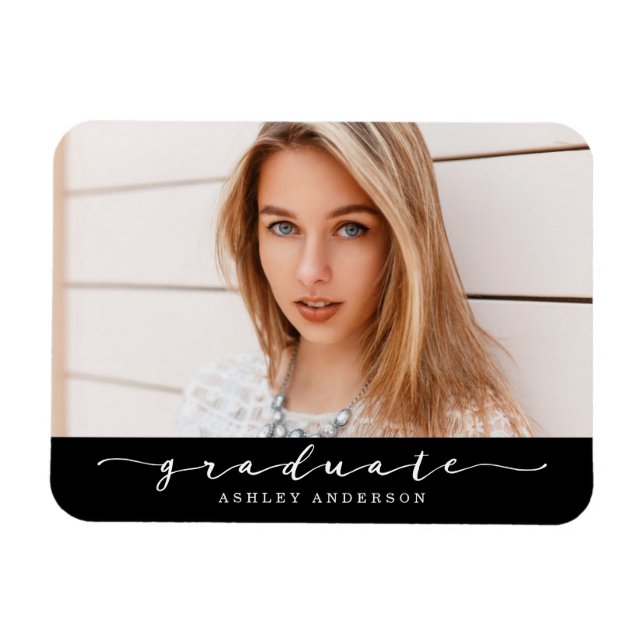 Flexible Magnet photo de graduation noire classique (Horizontal)
