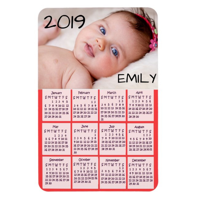 Flexible Magnet photo du calendrier 2019 (Vertical)