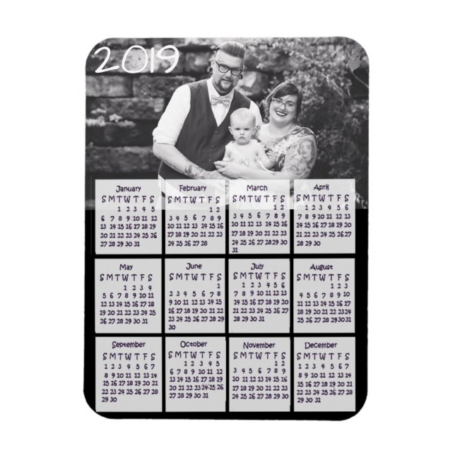 Flexible Magnet photo du calendrier 2019 (Vertical)