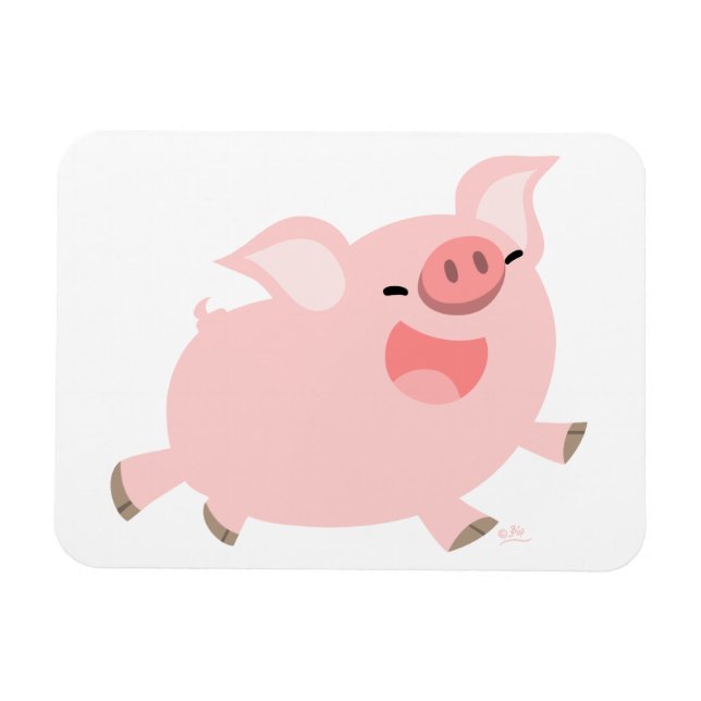 Flexible Magnet souple de cochon joyeux en caricature (Horizontal)