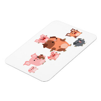 Flexible Magnet souple de la famille de cochon en caricatur