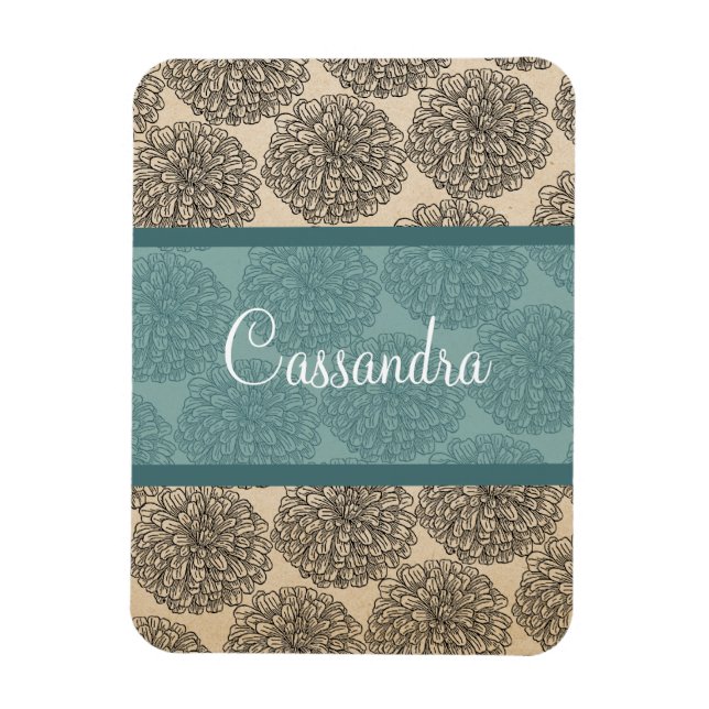Flexible Magnet turquoise Vintage Zinnia Premium (Vertical)