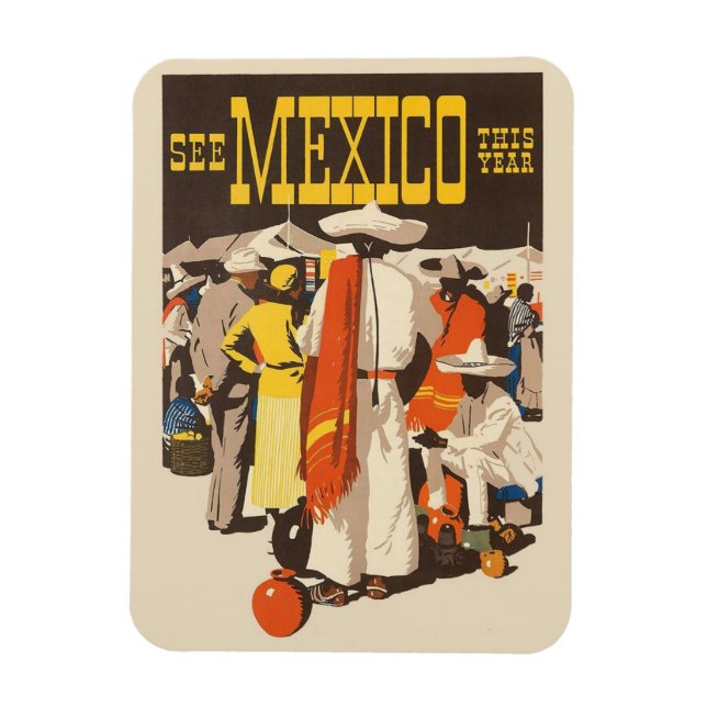 Flexible Magnet Vintage voyage du Mexique (Vertical)