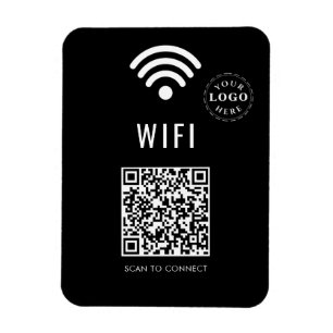 Flexible Magnet WiFi noir élégant avec logo et code QR simp