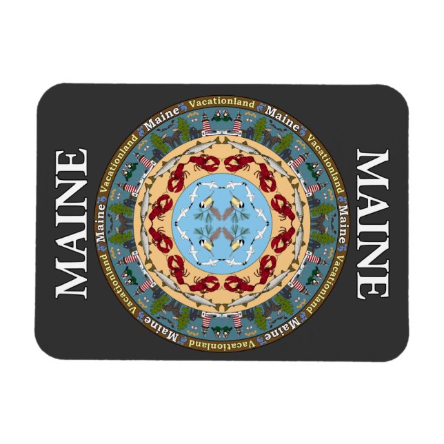 Flexible Maine State Mandala Vinyl Magnet (Horizontal)