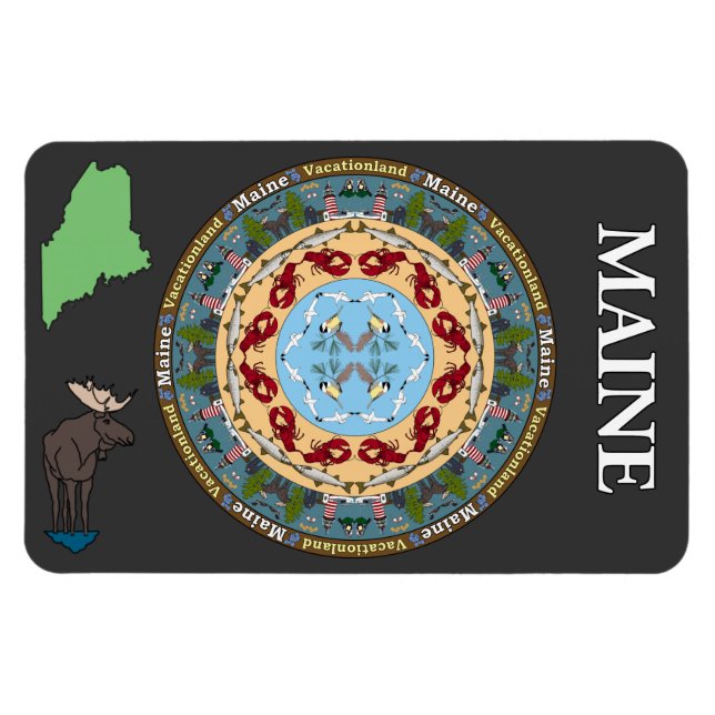 Flexible Maine State Mandala Vinyl Magnet (Horizontal)