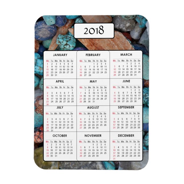 Flexible Marbles et pierres Magnet Calendrier 2018 (Vertical)