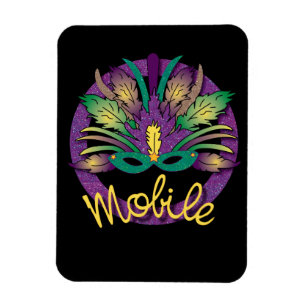 Flexible Mardi Gras Masque Magnet - Mobile, AL