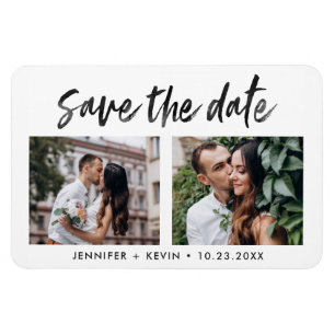Flexible Mariage moderne deux photos Magnet Réservez la dat