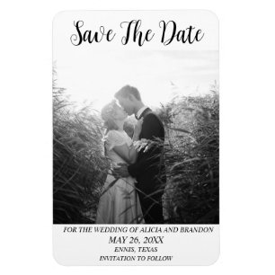 Flexible Mariage photo simple et élégant Magnet noir modern