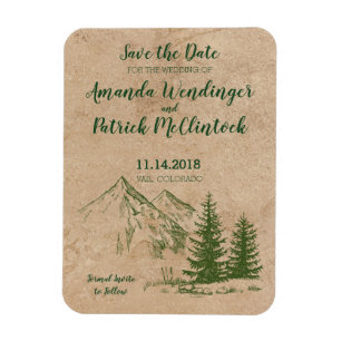 Flexible Mariage rustique en montagne Sauvez la date Magnet