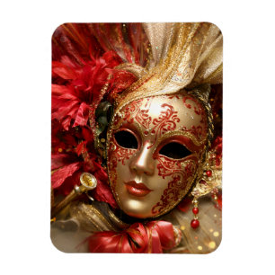 Flexible Masque de Venise Rouge et Or pour Magnet Masquerad