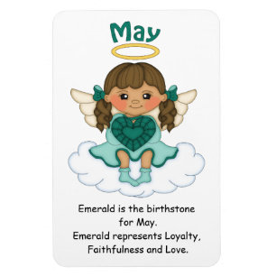 Flexible May Birthstone Angel Brunette Premium Magnet