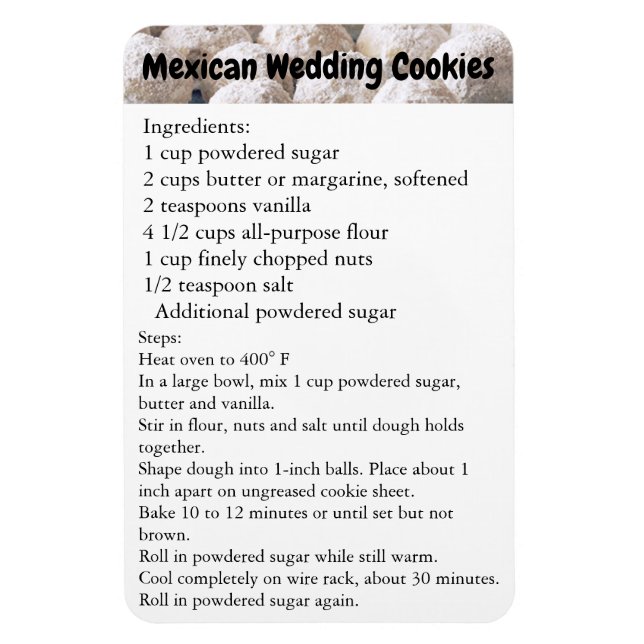 Flexible Mexican Wedding Cookies Recipe Magnet Fridge (Vertical)