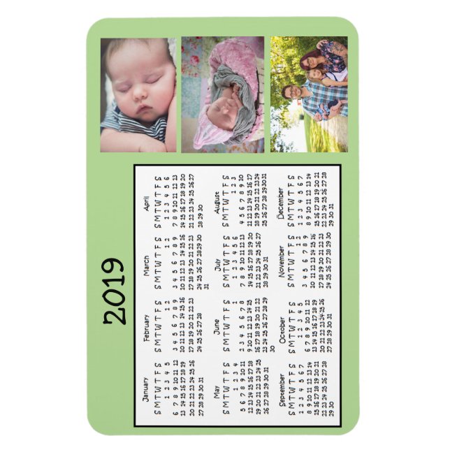 Flexible Mini Magnet Calendrier photo personnalisé 2018 (Vertical)