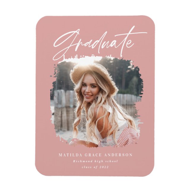 Flexible Modern photo script contemporary graduation magnet (Vertical)